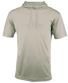 Adult & Youth Wicking Short Sleeve Hooded Tee Shirt SILVER Front