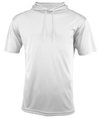 Adult & Youth Wicking Short Sleeve Hooded Tee Shirt WHITE Front