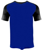 Adult & Youth V-Neck Raglan Short Sleeve Tee Shirt,Soccer, Baseball Jersey ROYAL/BLACK SLEEVES Front