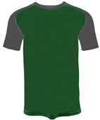 Adult & Youth V-Neck Raglan Short Sleeve Tee Shirt,Soccer, Baseball Jersey FOREST/GRAPHITE SLEEVES Front