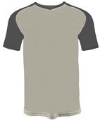 Adult & Youth V-Neck Raglan Short Sleeve Tee Shirt,Soccer, Baseball Jersey SILVER/GREY SLEEVES Front