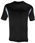 Adult Side Panels, Raglan Sleeves, Performance Crew Neck T Shirt or Jersey BLACK WITH GRAPHITE PANELS Front