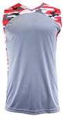 Epic Adult & Youth Single Layer CAMO Basketball Jersey RED CAMO/GREY Front