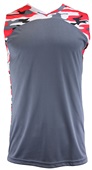 Epic Adult & Youth Single Layer CAMO Basketball Jersey RED CAMO/GRAPHITE Front