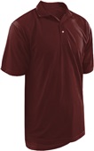 Mens Jacquard Horizontal Stripe Pinhole Mesh Coaches Polo Shirts MAROON Pocket