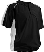 Mens Two Snap Warm Up Cage Pullover Baseball Jacket BLACK Pocket