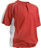 Mens Two Snap Warm Up Cage Pullover Baseball Jacket SCARLET Pocket