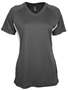 Epic Womens Girls Color Blocked Performance V-Neck Shirt GRAPHITE/WHITE Front