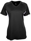 Epic Womens Girls Color Blocked Performance V-Neck Shirt BLACK/WHITE Front
