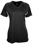 Epic Womens Girls Color Blocked Performance V-Neck Shirt BLACK/WHITE Front
