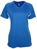 Epic Womens Girls Color Blocked Performance V-Neck Shirt ROYAL/WHITE Front