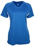 Epic Womens Girls Color Blocked Performance V-Neck Shirt ROYAL/WHITE Front