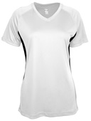 Epic Womens Girls Color Blocked Performance V-Neck Shirt WHITE/BLACK Front