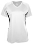  Womens Color Blocked Performance V-Neck Softball/Soccer Jersey WHITE/BLACK Front