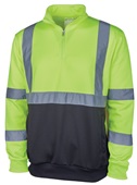 Charles River Class 3 Approved 1/4 Zip Hi-Vis Sweatshirt 9243 LIME/BLACK Pocket
