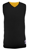 Alleson Adult/Yth Reversible Mesh Basketball Tank Outside: BLACK, Inside: LIGHT GOLD Front
