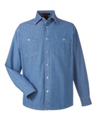 Harriton Men's Denim Shirt-Jacket M540 LIGHT DENIM Pocket