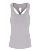 Ladies' Tridri Venus Knot-Back Yoga Tank TD042 SILVER MELANGE Pocket
