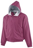 Augusta Hooded Taffeta Jacket Lined Fleece MAROON Pocket