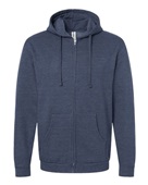 Tultex Unisex Full-Zip Hooded Sweatshirt 331 HEATHER DENIM Pocket
