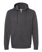 Tultex Unisex Full-Zip Hooded Sweatshirt 331 HEATHER CHARCOAL Pocket