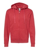 Tultex Unisex Full-Zip Hooded Sweatshirt 331 HEATHER RED Pocket