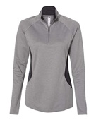 Adidas Women's Lightweight Quarter-Zip Pullover A281 GREY THREE HEATHER/ CARBON Pocket