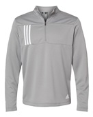 Adidas 3-Stripes Double Knit Quarter-Zip Pullover A482 GREY THREE/ WHITE Pocket