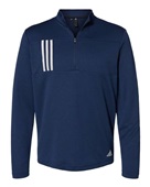 Adidas 3-Stripes Double Knit Quarter-Zip Pullover A482 TEAM NAVY BLUE/ GREY TWO Pocket