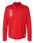 Adidas 3-Stripes Double Knit Quarter-Zip Pullover A482 TEAM COLLEGIATE RED/ GREY TWO Pocket