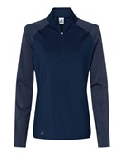Adidas Women's Stripe Block Quarter-Zip Pullover A521 TEAM NAVY BLUE Pocket