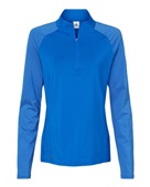 Adidas Women's Stripe Block Quarter-Zip Pullover A521 GLORY BLUE Pocket