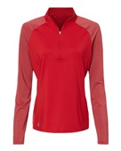 Adidas Women's Stripe Block Quarter-Zip Pullover A521 TEAM POWER RED Pocket