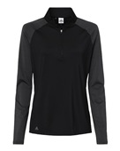 Adidas Women's Stripe Block Quarter-Zip Pullover A521 BLACK Pocket