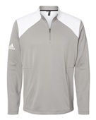 Adidas Textured Mixed Media Quarter-Zip Pullover A532 GREY THREE/ WHITE Pocket