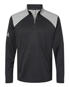 Adidas Textured Mixed Media Quarter-Zip Pullover A532 BLACK/ GREY THREE Pocket