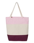 Q-Tees 11L Tri-Color Tote Q125900 MAROON/ NATURAL/ LIGHT PINK Front