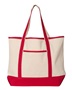 Q-Tees 34.6L Large Canvas Deluxe Tote Q1500 NATURAL/ RED Front