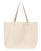 Q-Tees 34.6L Large Canvas Deluxe Tote Q1500 NATURAL/ NATURAL Front