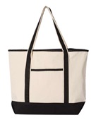 Q-Tees 34.6L Large Canvas Deluxe Tote Q1500 NATURAL/ BLACK Front
