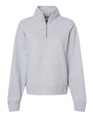Mv Sport Women's Sueded Fleece Quarter-Zip Sweatshirt W22713 HEATHER GREY Pocket