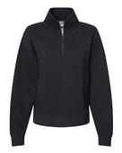 Mv Sport Women's Sueded Fleece Quarter-Zip Sweatshirt W22713 BLACK Pocket
