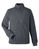 North End Men's Aura Sweater Fleece Quarter-Zip NE713 CARBON/ CARBON Pocket