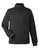 North End Men's Aura Sweater Fleece Quarter-Zip NE713 BLACK/ BLACK Pocket