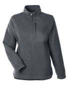 North End Ladies' Aura Sweater Fleece Quarter-Zip NE713W CARBON/ CARBON Pocket