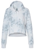 J America Ladies Triblend Cropped Hoodie 8853 GREY TIE DYE Front