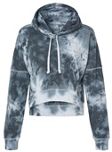 J America Ladies Triblend Cropped Hoodie 8853 BLACK TIE DYE Front