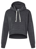 J America Ladies Triblend Cropped Hoodie 8853 BLACK TRIBLEND Front