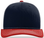 Richardson 112 Twill Mesh Snapback Trucker Caps NAVY/WHITE/RED (TRI-COLOR) Front