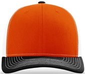 Richardson 112 Twill Mesh Snapback Trucker Caps ORANGE/WHITE/BLACK (TRI-COLOR) Front